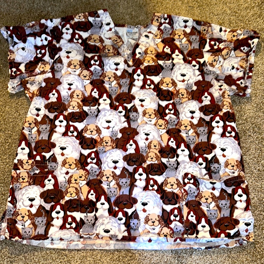 Adorable cat & dog scrub top